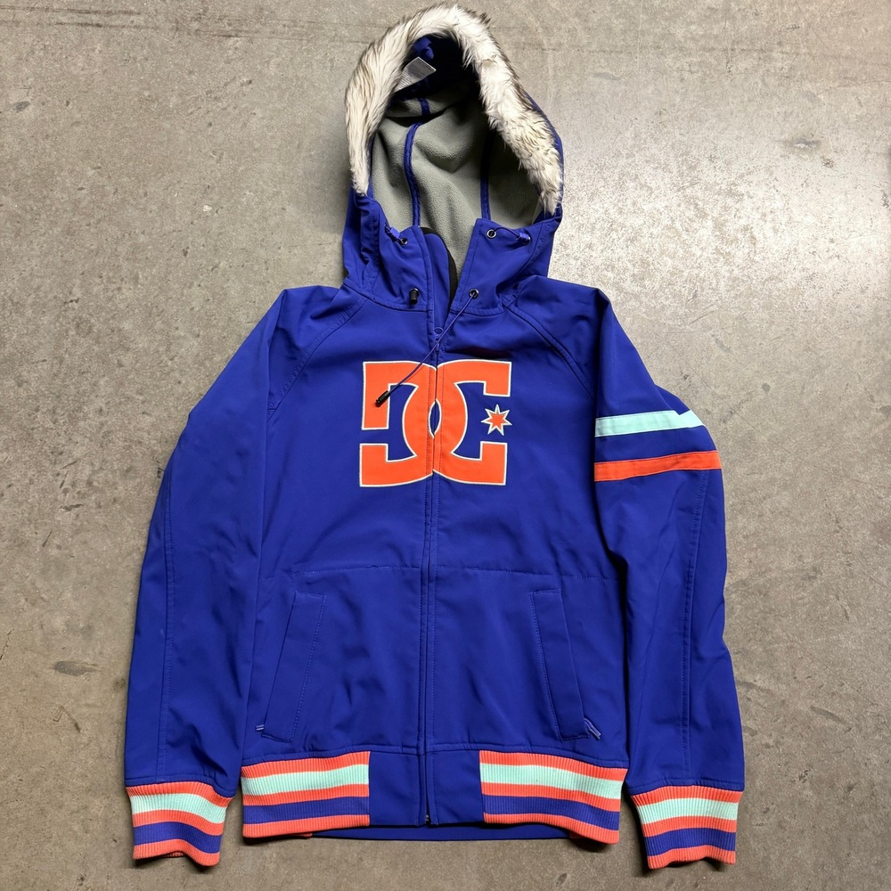 DC Shoes Enjoy Snowboard Jacket Blue Waterproof Faux Fur Hood Womens XS